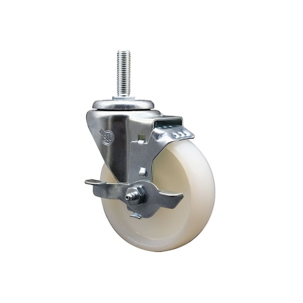 4 Inch Nylon Wheel Swivel 34 Inch Threaded Stem Caster with Brake SCC